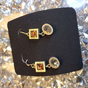 Patricia Locke Gold Tone Drop Earrings with Swarovsky